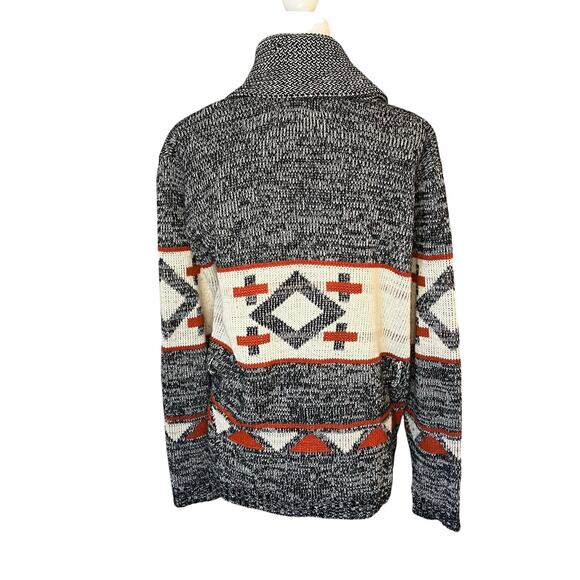 Vintage Dimension By Milford Black Aztec Southwestern Open Front Cardigan Medium - Picture 3 of 6